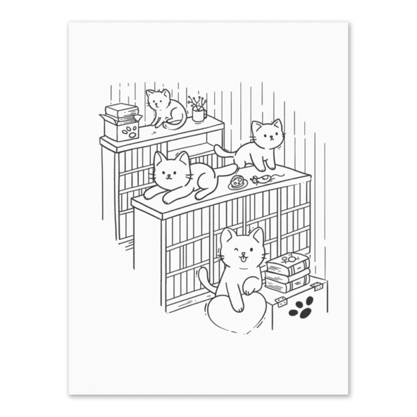 Print Raftul cu pisici - 30x40 cm