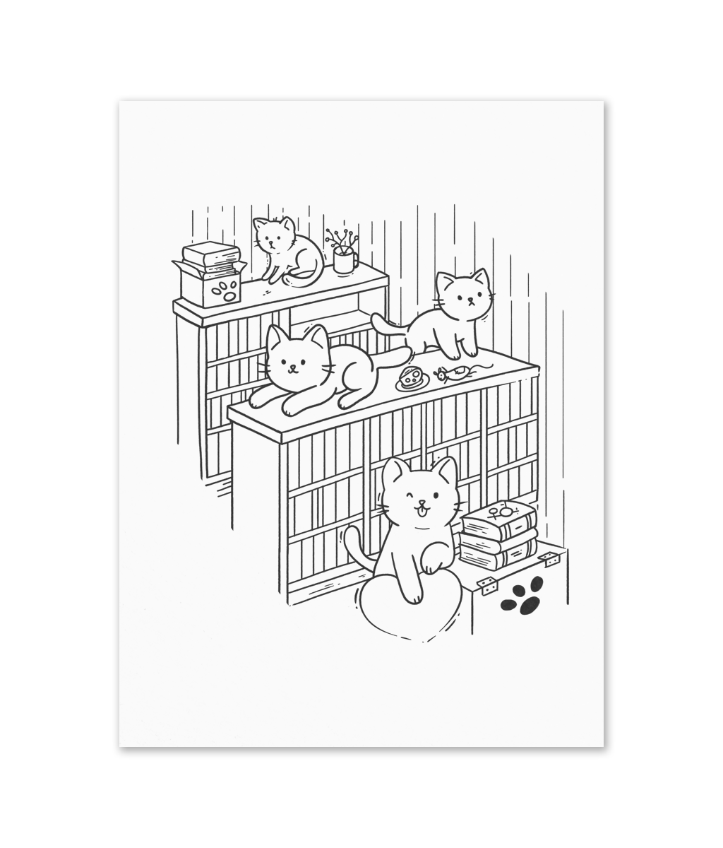 Print Raftul cu pisici - 30x40 cm